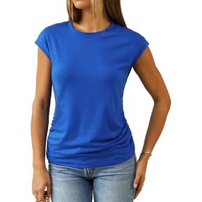 Abardsion المرأة العصرية الخروج بلايز 2025 ملابس الصيف أنيقة كاب كم طاقم الرقبة فضفاضة تناسب تي شيرت in Kuwait