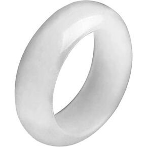 Natural Genuine White Jade Eternity Ring Chinese Good Luck Energy Rings for Women Men Trendy Jewelry (Size : 8) in Kuwait