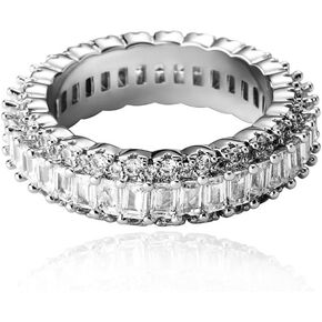 Solid Gold over S925 Sterling Silver Unisex Full Moissanite Band Ring, Versatile Hip Hop Style, Matching His & Hers Couples Jewelry in Kuwait