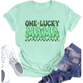 St Patrick's Day Shirts for Women Luck Mama Graphic Shirt Irish Shamrock Shirts Sant Paddy's Day Tee Tops in Saudi Arabia