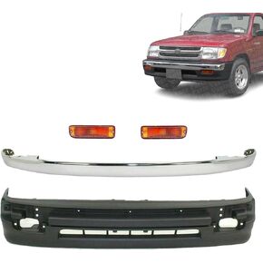 Front Bumper Trim Chrome + Valance Textured + Signal Lights RH & LH Side Compatible with Toyota Tacoma 1998-2000 | DIRECT REPLACEMENT | ‎5391104060 | TO1095171 TO2530122 in Kuwait