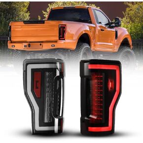 ROXX LED Tail Lights for 2017 2018 2019 Ford F-250/F-350/F-450 Super Duty [Halogen Type w/o Blind Spot Detection], Super Duty Tail Lights w/Sequential Turn Signals, Driver & Passenger Side (Smoke) in Kuwait