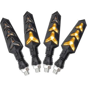 4 قطع إشارات انعطاف للدراجات النارية، وميض LED متدفق على شكل حرف Y مع أضواء تشغيل نهارية حمراء DRL، أضواء مؤشر كهرماني متتابعة 12 فولت عالمية للدراجات النارية سكوتر على الطرق الوعرة رباعية in Kuwait