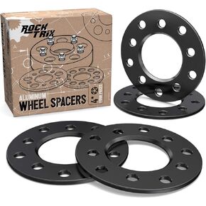 RockTrix 1/4 inch 5x5 and 5x5.5 Wheel Spacers, Dual Bolt Pattern, Compatible with Dodge Ford Buick GMC Jeep Chevrolet Chrysler Lincoln (0.25 inch) 5x127 or 5x139.7, Black, Qty 2 Spacers in Kuwait