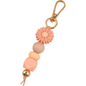 زهرة سيليكون الخرز الخشبي المفاتيح لطيف ديزي كيرينغ بوهيميا الزهور سحر لحقيبة الظهر المحفظة in Kuwait