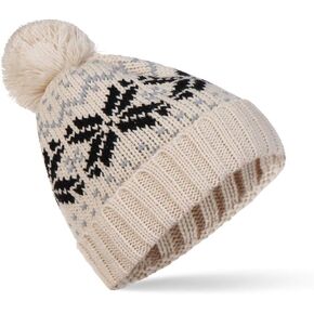 Double-Layered Winter-Beanie Hat for Women Pom Pom Knit Ski Cap Warm Cuffed Snow Hat for Man Woman in Kuwait