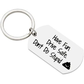 هدايا مراهقة للابن والابنة هدية عيد ميلاد من الأم للمراهقين والأولاد والبنات استمتعوا بالأمان ولا تفعلوا سلسلة مفاتيح غبية (مستطيلة فضية)، 1.97 بوصة × 1.10 بوصة in Kuwait