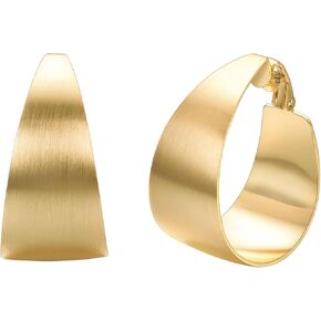 Yoursfs أقراط فضية/ذهبية بمشبك سميك للنساء بمشبك على آذان مطلية بالبلاتينيوم غير مثقوبة 35 مللي متر حلق كبير in Kuwait