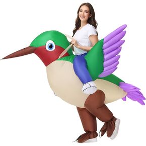 anroog Inflatable Hummingbird Costume Adult Halloween Bird Blow Up Costumes Women Ride on Suit For Women Men Funny Cosplay Party in Kuwait