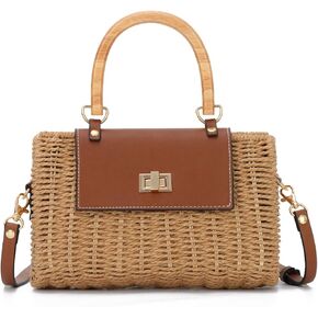 GOKTOW Women's 2025 New Rattan Straw Crossbody Bag with Wood Handle Beach Purse for Travel in Kuwait