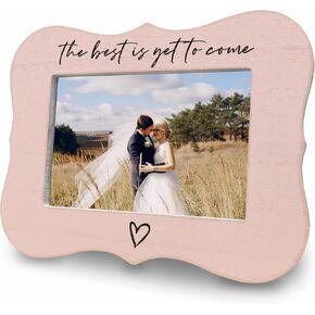 Our Happily Ever After Wedding Frame For 4 x 6" Photos - Wedding Gifts White Wooden Photo Frame - Engagement Gifts For Newlyweds Couples Bride and Groom Just Married Honeymoon Supplies & Decor - C08 in Kuwait