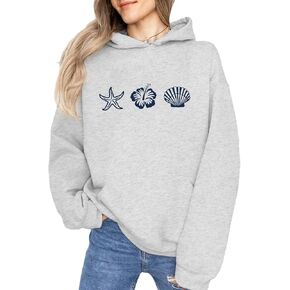 Women Hibiscus Flower Puff Print Hoodie Preppy Cute Graphic Sweatshirts Aesthetic Hoodies Hawaii Floral Pullover Top in Kuwait