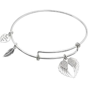 Qina C. With God All Things Are Possible Heart Leaf Sterling Silver Christian Cross Charm Ajustable Wire Bangle Bracelet in Saudi Arabia
