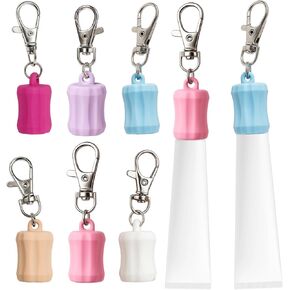 سلسلة مفاتيح حامل ملمع الشفاه مكونة من 6 ألوان، حامل سلسلة مفاتيح بلسم الشفاه، سلسلة مفاتيح معدنية وملمع شفاه من السيليكون للنساء in Kuwait
