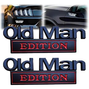 2PC 3D Chrome Old Man Edition شعار السيارة 2025 جديد مضحك المركبات المعدنية الشارات الجانبية شاحنة رسائل ملصقات شارات ديكور السيارة الوفير الباب الخلفي شعارات اكسسوارات السيارات الديكور الخارجي (A1) in Kuwait