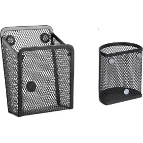 مجموعة منظم الثلاجة والخزانة المغناطيسية للعودة إلى المدرسة من Dranup - 2 حامل أقلام معدني، 1 مشبك حديدي، 3 زخارف زهور مغناطيسية | تنظيم غرفة النوم والمطبخ in Kuwait