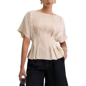 Zhiyouni Women's Summer Peplum Tops Short Sleeves Crewneck Dressy Casuak Babydoll T-Shirt Blouse in Kuwait