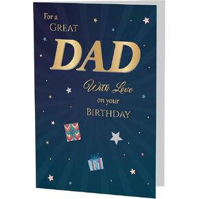 Birthday Card for Dad – Gold Navy Star A5 Greeting Card with Printed Verse – Premium UK Made Design in Kuwait
