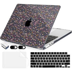 MecBevia Compatible with 2026 M5 MacBook Air 13 inch Case 2026 2025 2024-2022 M5 A3449 M4 A3240 M3 A3113 M2 A2681, Keyboard Cover, Screen Protector, Webcam Cover & Type-C OTG, Seamless Floral in Kuwait