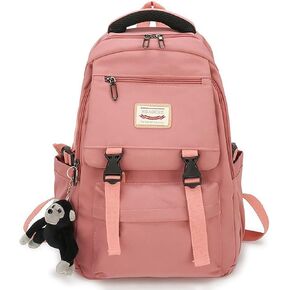 حقيبة ظهر كاجوال ذات لون سادة كبيرة الحجم للسفر الجامعي مقاس 15.6 بوصة حقيبة ظهر للكمبيوتر المحمول مع حقيبة نهارية مُعلقة (أصفر) in Kuwait