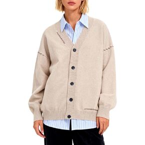 Bakyarder Cardigan Sweater Cozy Chunky Knit Open Front Cardigan V Neck Oversized Sweaters Y2K 2025 Outfits for Fall Winter in Kuwait