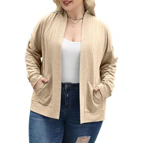 Celkuser Plus Size Casual Oversized Long Sleeve Cardigan Jacket for Womens Open Front Lightweight Sweatshirt with Pocket in Kuwait
