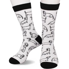 جوارب لطيفة من نوع داشهند للنساء والرجال - طباعة كارتونية للكلاب السجق، مزيج من القطن الناعم، جوارب كاجوال متوسطة الساق قابلة للتنفس.(151) in Kuwait