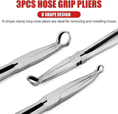 3pcs 11 '' خرطوم القابض مجموعة كماشة، طويلة الوصول خرطوم قبضة كماشة 5/16 بوصة، 1/2 بوصة، 3/4 بوصة كماشة خرطوم الأنف الدائري، إزاحة شرارة التوصيل التمهيد إزالة كماشة للمساحة الضيقة in Saudi Arabia