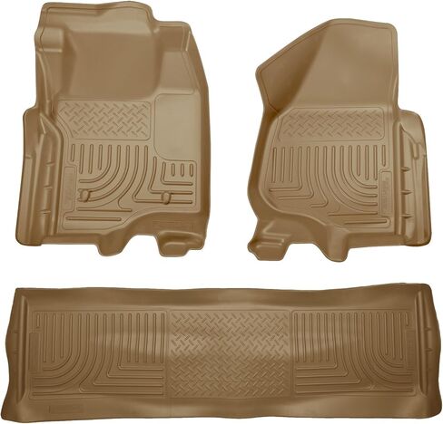 سجادات أرضية هاسكي لاينرز ويذربيتر | يناسب 2011-2012 Ford F-250، F-350 Crew CAB فقط (تغطية Footwell) | الصف الأمامي والثاني، 3 قطع أسمر - 98713 in Kuwait
