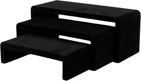 Black Velvet Display Risers Set of 3 - Non-Slip Cologne Organizer for Men, Collectibles and Purse Display, Handbag and Vanity Shelf, Watch and Jewelry Holder, Perfume Stand, Table Riser for Vendors in Kuwait