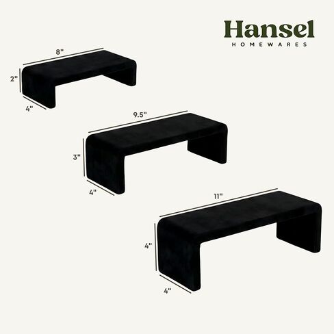 Black Velvet Display Risers Set of 3 - Non-Slip Cologne Organizer for Men, Collectibles and Purse Display, Handbag and Vanity Shelf, Watch and Jewelry Holder, Perfume Stand, Table Riser for Vendors in Kuwait