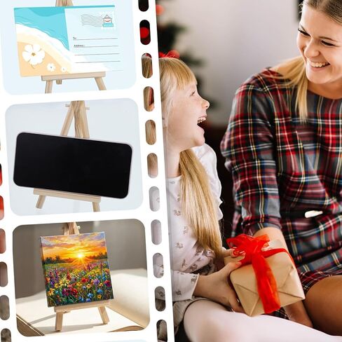 4 Pcs Mini Easel Wooden Mini Easel Stand A-Shaped Small Wooden Easels for Painting Display Cards Small Canvases Artist Crafts Photos Mobile Phones Home Decoration in Kuwait