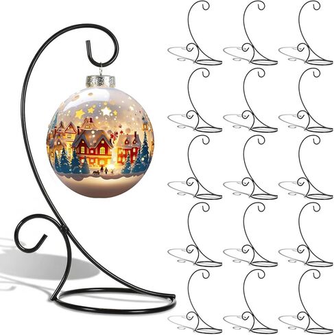 16 Pcs Ornament Display Stands, 9 Inch Black Iron Hanging Stand Rack Holder for Christmas Halloween Decoration, Glass Ball Holder for Hanging Plant Home in Kuwait