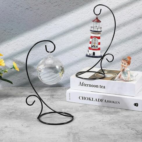 16 Pcs Ornament Display Stands, 9 Inch Black Iron Hanging Stand Rack Holder for Christmas Halloween Decoration, Glass Ball Holder for Hanging Plant Home in Kuwait