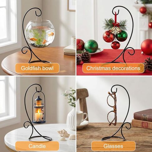 16 Pcs Ornament Display Stands, 9 Inch Black Iron Hanging Stand Rack Holder for Christmas Halloween Decoration, Glass Ball Holder for Hanging Plant Home in Kuwait