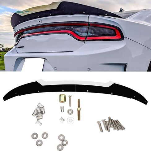 Fit for Gloss Black Rear Wickerbill Spoiler for Dodge Charger 2015-2022 SRT ScatPack Hellca Add-on 2-Piece Rear Wicker Bill Spoiler with RivNut Tool in Kuwait