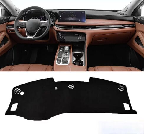 Car Dashboard Cover Mat Carpet Compatible for 2022 2023 2024 2025 Infiniti QX60 Without Heads Up Display Dash Mat Sunshade Windshield Glare Black Leather in Kuwait
