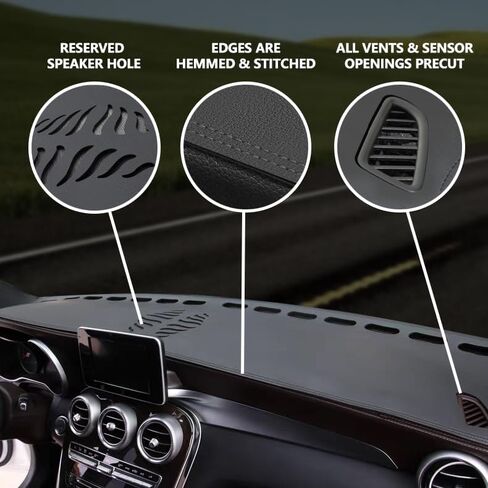 Car Dashboard Cover Mat Carpet Compatible for 2022 2023 2024 2025 Infiniti QX60 Without Heads Up Display Dash Mat Sunshade Windshield Glare Black Leather in Kuwait