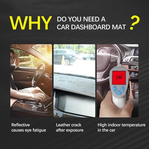 Car Dashboard Cover Mat Carpet Compatible for 2022 2023 2024 2025 Infiniti QX60 Without Heads Up Display Dash Mat Sunshade Windshield Glare Black Leather in Kuwait