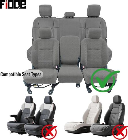 أغطية مقاعد من القماش المركب عالي الكثافة لسيارة Dodge Ram 2500 1500 3500 2019 2020 2021 2022 2023 2024، مجموعة كاملة مقاومة للماء ومبطنة بالفوم من الأمام والخلف، سهلة التركيب والتنظيف - رمادي in Kuwait