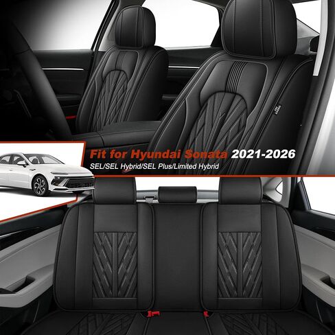 TTX LIGHTING Custom Fit Seat Covers for Hyundai Sonata 2021-2026 SEL/SEL Hybrid/SEL Plus/Limited Hybrid, Breathable Anti-Slip Fast Install Airbag Compatible (5 Seats, Black) in Saudi Arabia