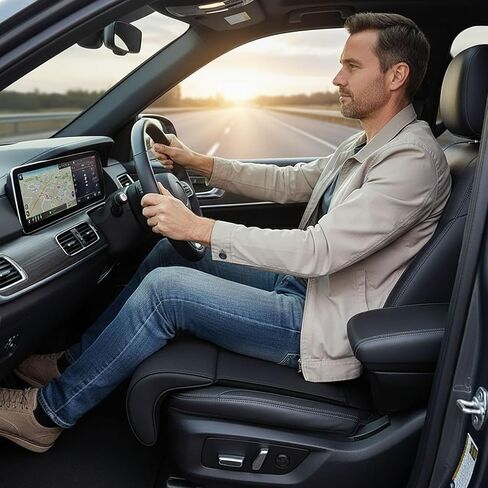 وسادة دعم لتمديد ساق مقعد السيارة لمعظم السيارات Ford F Chevy Silverado/GMC Sierra - مسند للساق أثناء السفر مصنوع من جلد نابا الجديد (أسود) in Kuwait