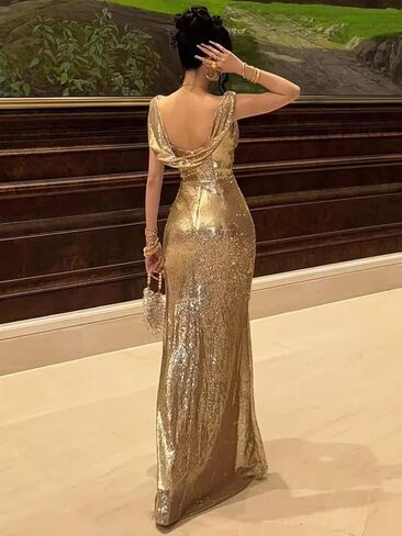 RYANTH Sparkly Sequin Mermaid Prom Dresses for Women 2026 Long Off The Shoulder Ruched Formal Evening Gown with Slit in Saudi Arabia
