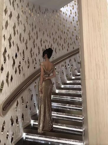 RYANTH Sparkly Sequin Mermaid Prom Dresses for Women 2026 Long Off The Shoulder Ruched Formal Evening Gown with Slit in Saudi Arabia