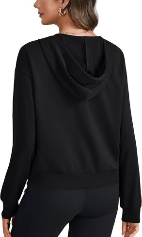 LYANER Women's Hoodies Long Sleeve Full Zip Up Basic Casual Cropped Sweatshirts in Saudi Arabia
