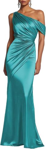 Cudiew Women's Satin Mermaid Prom Dress Off Shoulder Ruched Bodycon Formal Evening Gown 2026 Wedding Guest Dress in Saudi Arabia