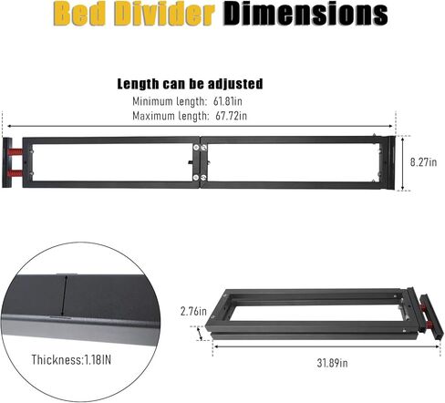 مقسم سرير الشاحنة العالمي متوافق مع تشيفي سيلفرادو جي ام سي سييرا فورد بيك اب شاحنة سرير قابل للتعديل وقابل للطي مدير منظم البضائع بدون حفر in Kuwait