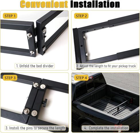 مقسم سرير الشاحنة العالمي متوافق مع تشيفي سيلفرادو جي ام سي سييرا فورد بيك اب شاحنة سرير قابل للتعديل وقابل للطي مدير منظم البضائع بدون حفر in Kuwait