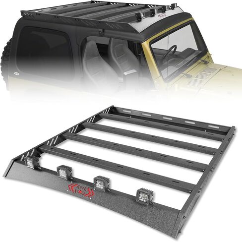 Roof Rack Cargo Basket Compatible with 1997-2006 Jeep Wrangler TJ, Heavy-Duty Roof Rack Crossbars Cargo Basket with 4PCS LED Lights (Hard Top Only) in Kuwait