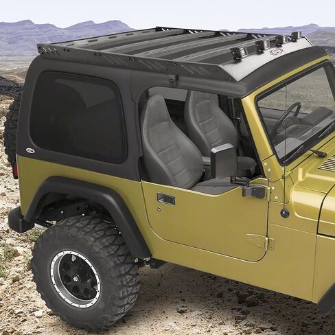 Roof Rack Cargo Basket Compatible with 1997-2006 Jeep Wrangler TJ, Heavy-Duty Roof Rack Crossbars Cargo Basket with 4PCS LED Lights (Hard Top Only) in Kuwait